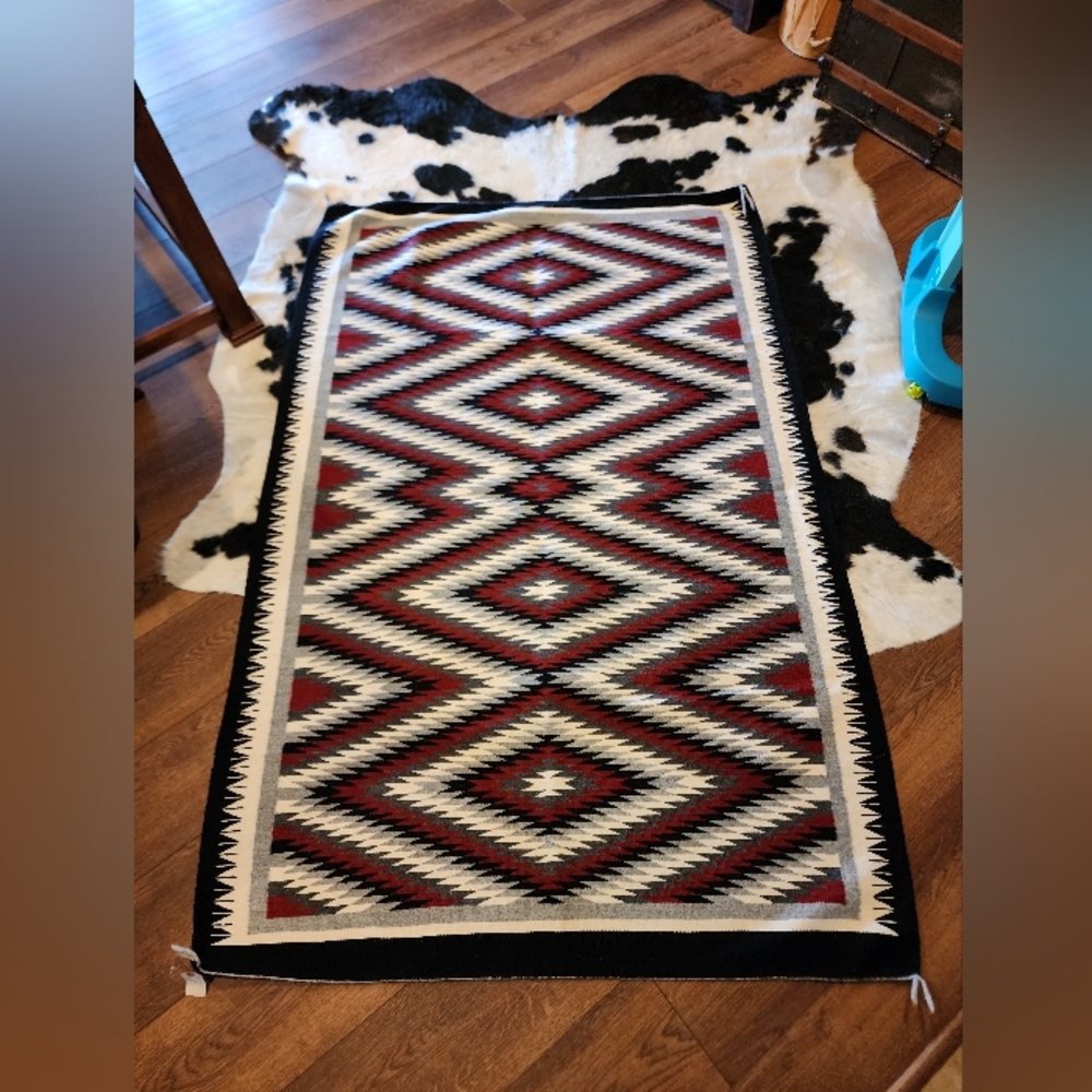 Vintage Navajo Weaving by Bernice Cap, Eye Dazzler